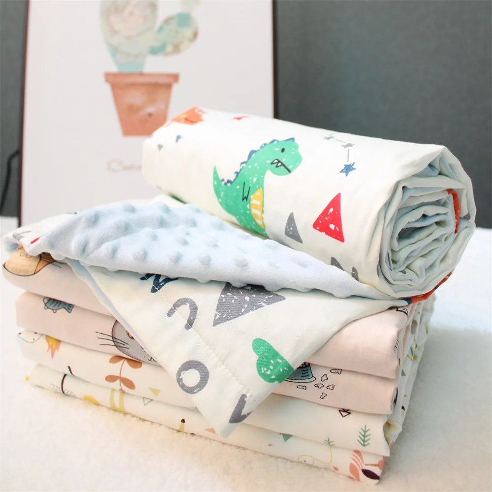 Хлопковое 3D детское одеяло в мелкий горошек динозавр мягкое термальное весеннее