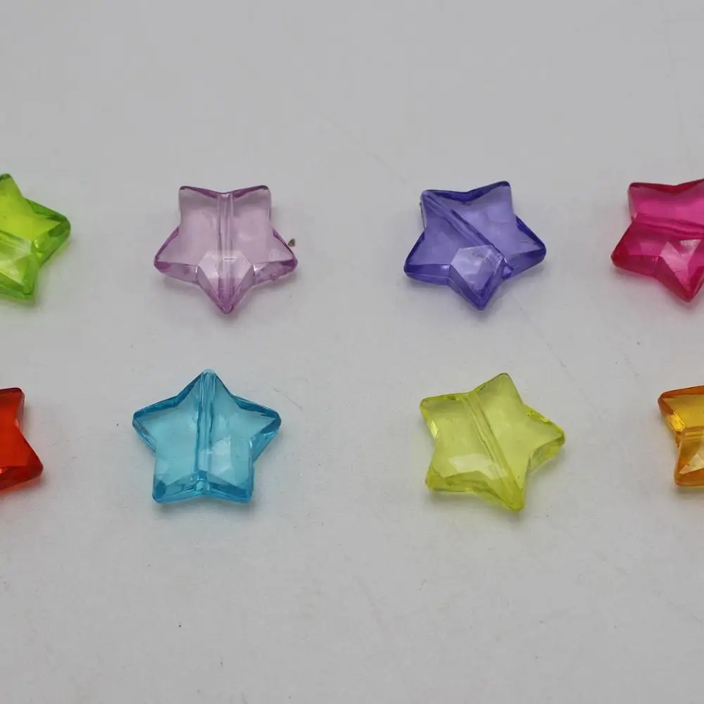 50 разноцветный Прозрачный Акриловые бусины подвески в виде звезд 20 мм|bead|beaded charm