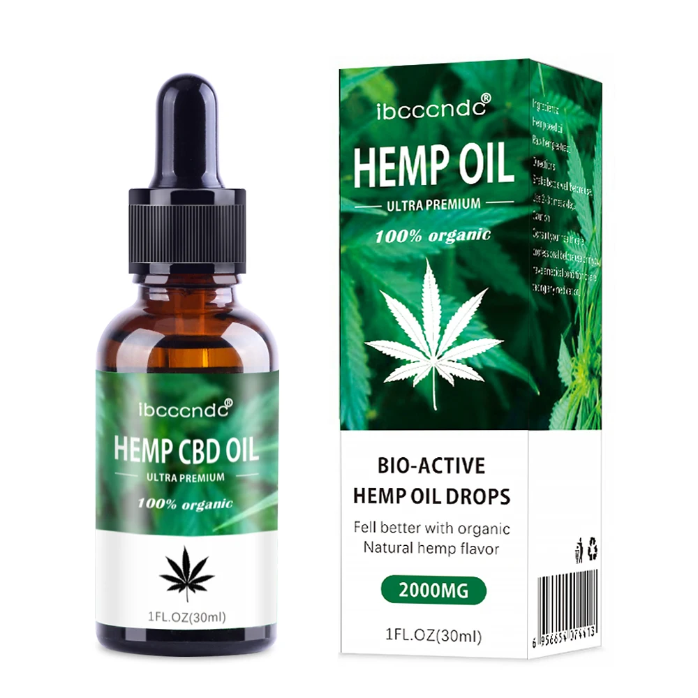 

100% Organic Hemp CBD Oil 2000mg Bio-active Hemp Seeds Oil Extract Drop for Pain Relief Reduce Anxiety Better Sleep Essence Oil