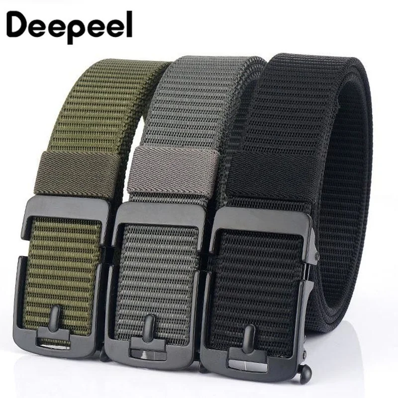 

Deepeel 1pc 3.5*120cm Men's Sports Outdoor Canvas Belt Automatic Buckle Casual Waistband High Quality Unisex Apparel Accessories