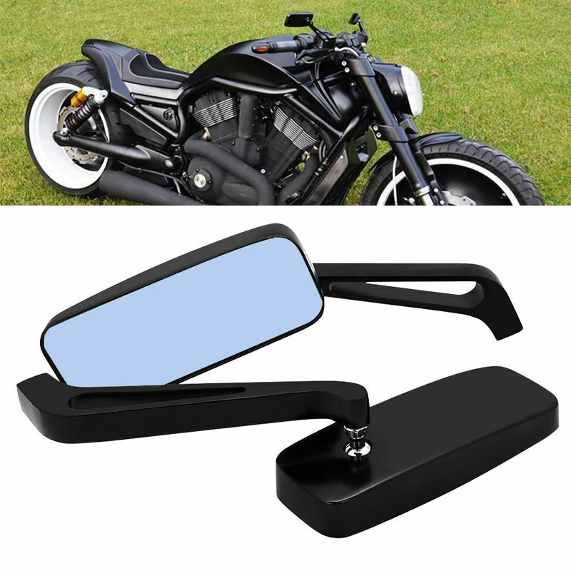 

2X Rectangle Black Motorcycle Rear View Side Mirrors Universal