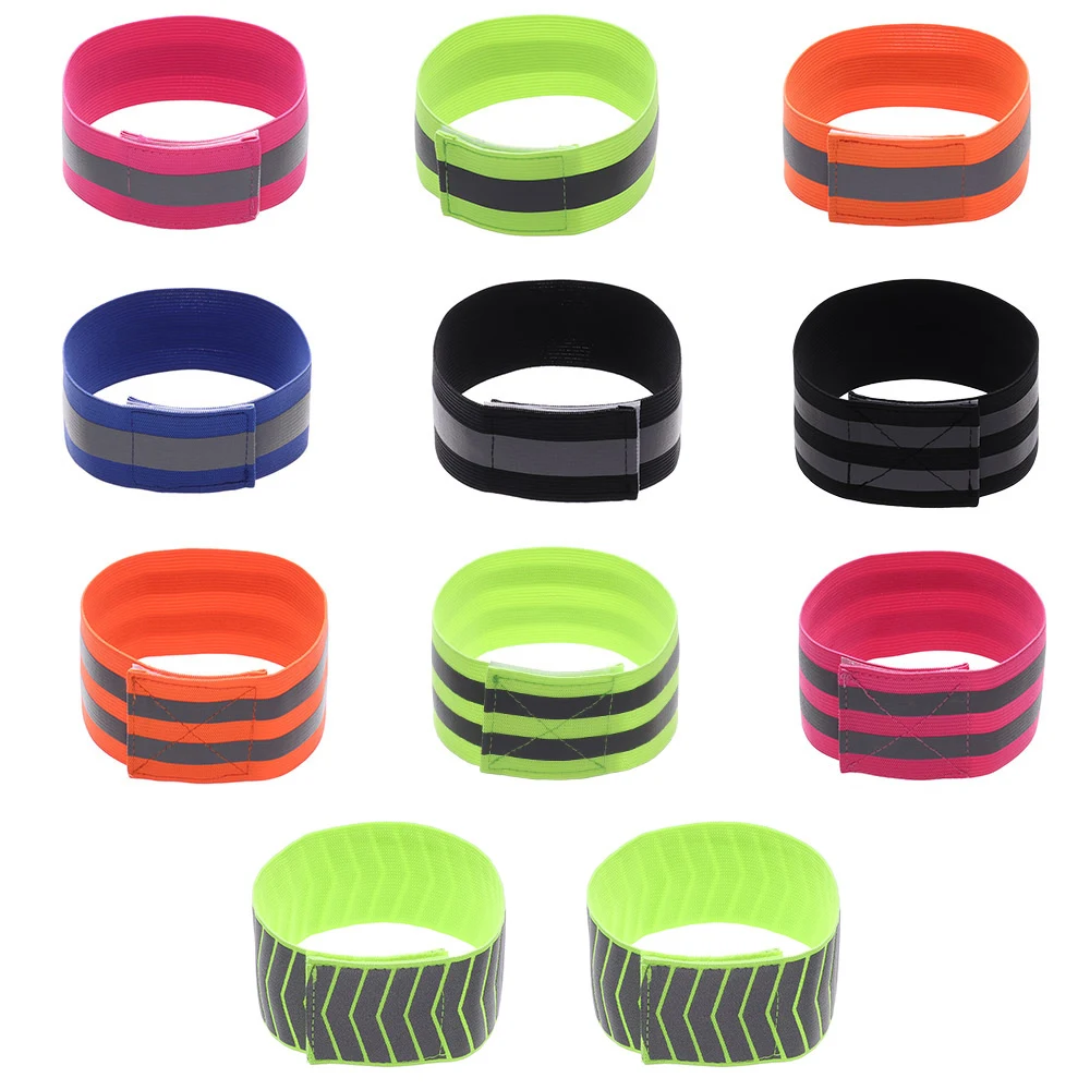 1Pc Cycling Reflective Strips Warning Armband Reflector Wristband Bicycle Bind Strap Pants Hand Leg Sport Tape Bike Safety Alert |