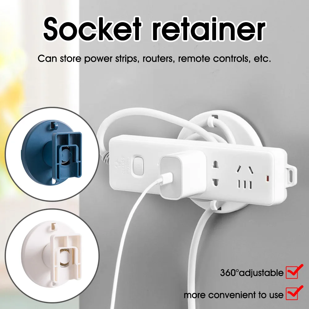 

Round Rotatable Socket Holder Wall Self-Adhesive Power Strip Holder Plug-in Board Router Power Strip Rack Home Storage Racks