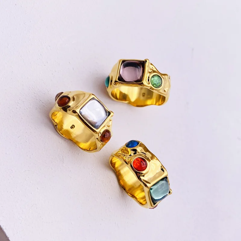 

Amaiyllis 18k Gold Vintage Minimalist Rings Personality Hip Hop Pave Crystal Index Finger Rings For Female Jewelry