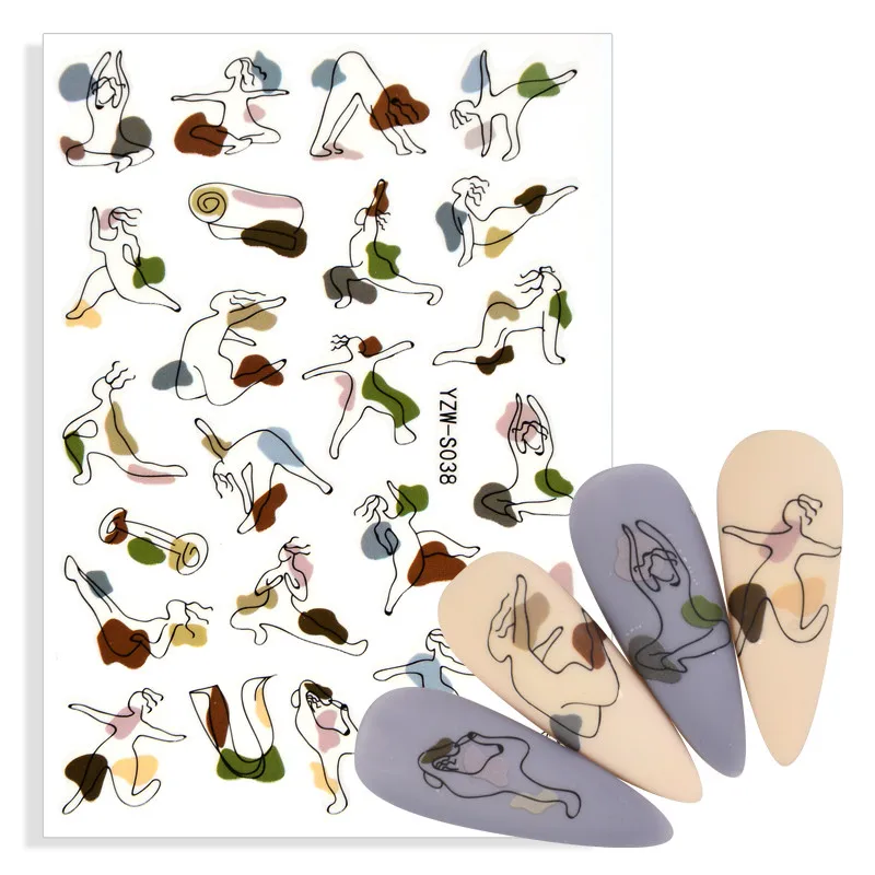 

2021 New Designs Sports Theme Nail Art Sticker With Back Adhesive Decals DIY Nails Ornaments Manicure Accessory Tools