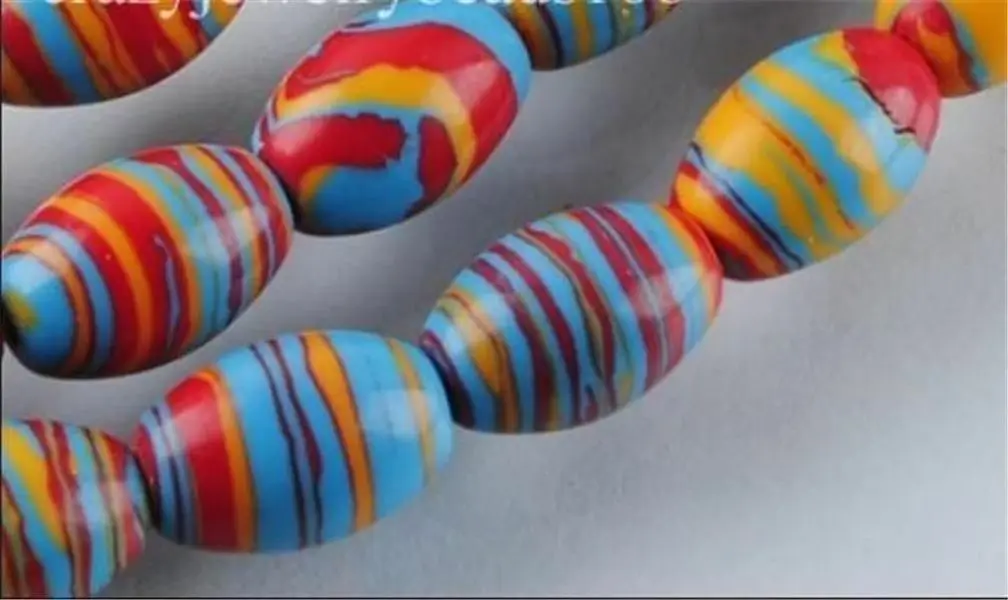 

8x12 мм Разноцветные бирюзовые рисовые бусины Драгоценный Камень Strand 15"