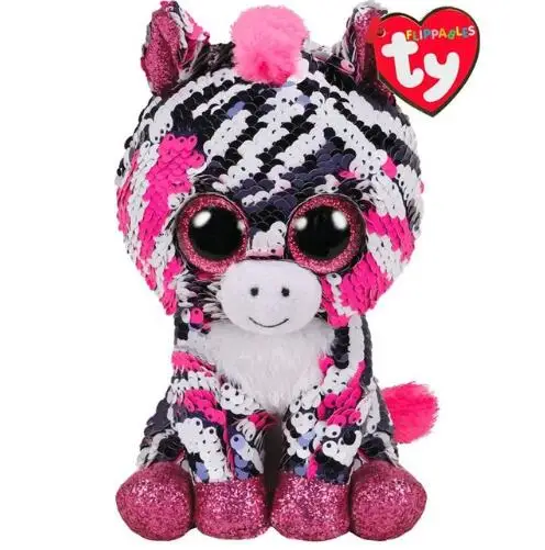Zoey the Zebra Ty плюшевый Кукла в виде животных с блестками мягкая плюшевая кошка сова лиса кролик Единорог Фламинго овечка Дракон Собака игрушечные Пингвины " 15 см - Цвет: Zoey the Zebra