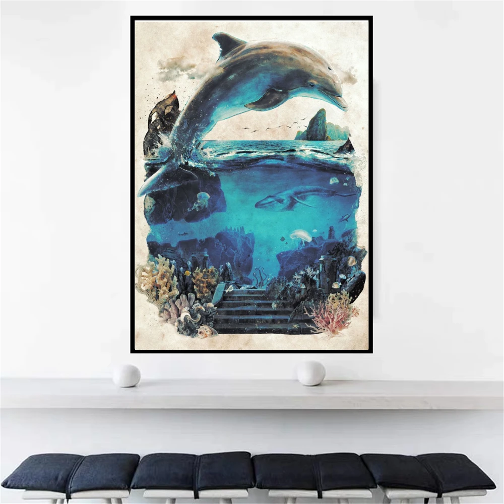 Морское животное дельфин украшение для гостиной настенное искусство высокой