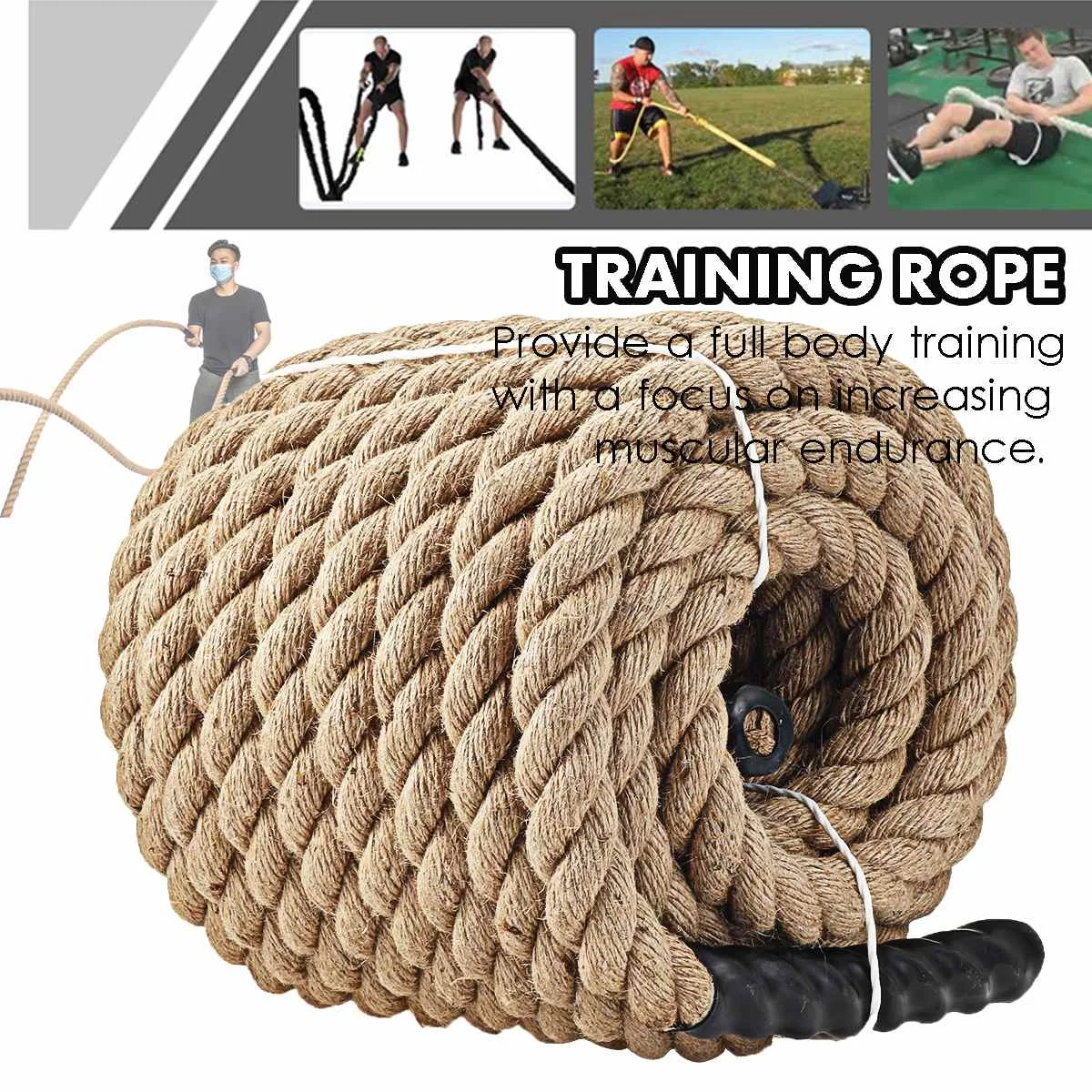 

9/12/15M Heavy Jump Rope Hemp Weighted Battle Skipping Ropes Power Training Improve Strength Fitness Home Gym Equipments