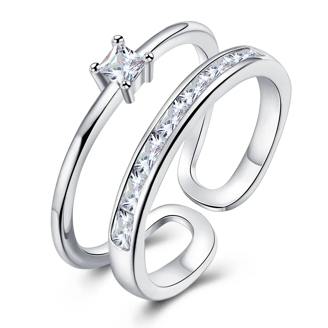 Роскошное обручальное кольцо с цирконом женские квадратные геометрические