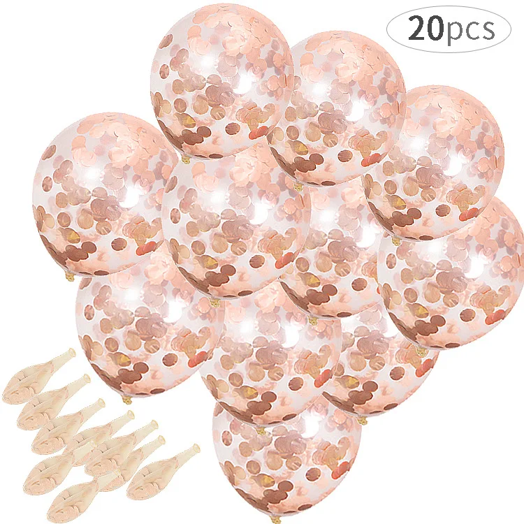 

20 PCSBirthday wedding party decoration floating gold glitter latex balloons sequins confetti paper transparent latex balloons