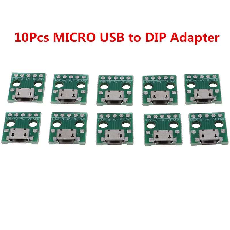

10 Pcs/lot MICRO USB to DIP Adapter 5Pin Female Connector PCB Converter Board Wholesale