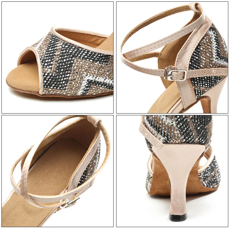 Hipposeus Latin Dancing Shoes Women Salsa Tango Female Ballroom Dance Shoes Girls Modern Soft Sole Thin Heel Party Dance Shoes