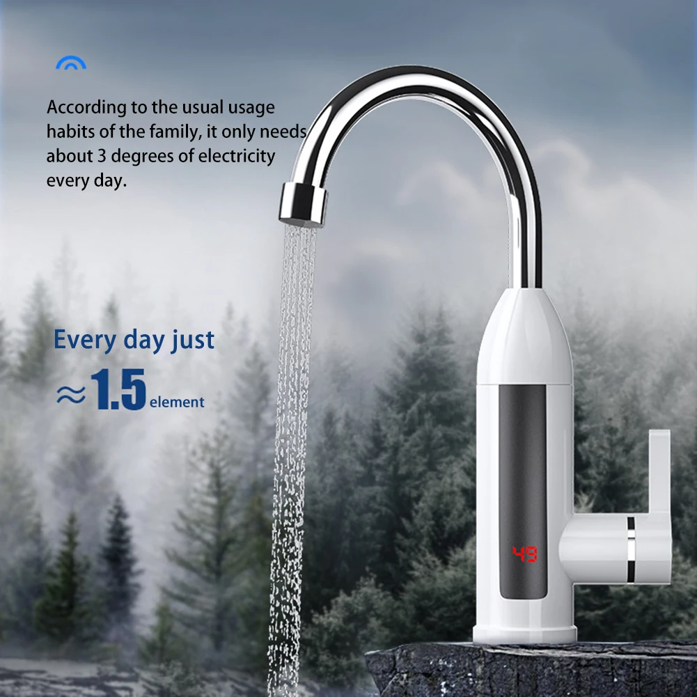 

3000W 220V EU Plug Electric Water Heater Faucet LCD Display 360-Degree Adjustable Hot Cold Water Dual-Use Instant Heating Taps