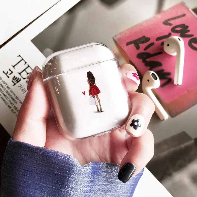 Мягкая одежда с принтом милой Air стручки чехол для Apple airpods Чехол класса люкс