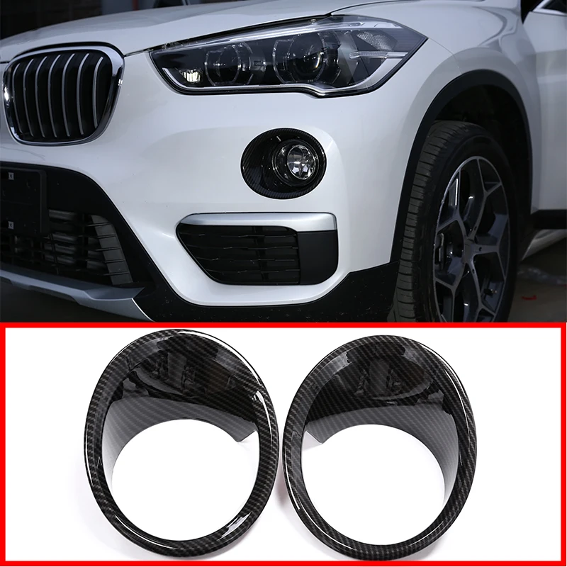 

2 шт. для BMW X1 F48 2016-2018 углеродное волокно ABS Хром Передняя противотуманная фара крышка отделка автомобильные аксессуары