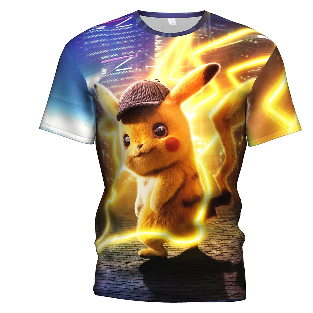 Костюм с рисунком покемона Мужская 3D футболка кигуруми Пикачу одежда Покемон го