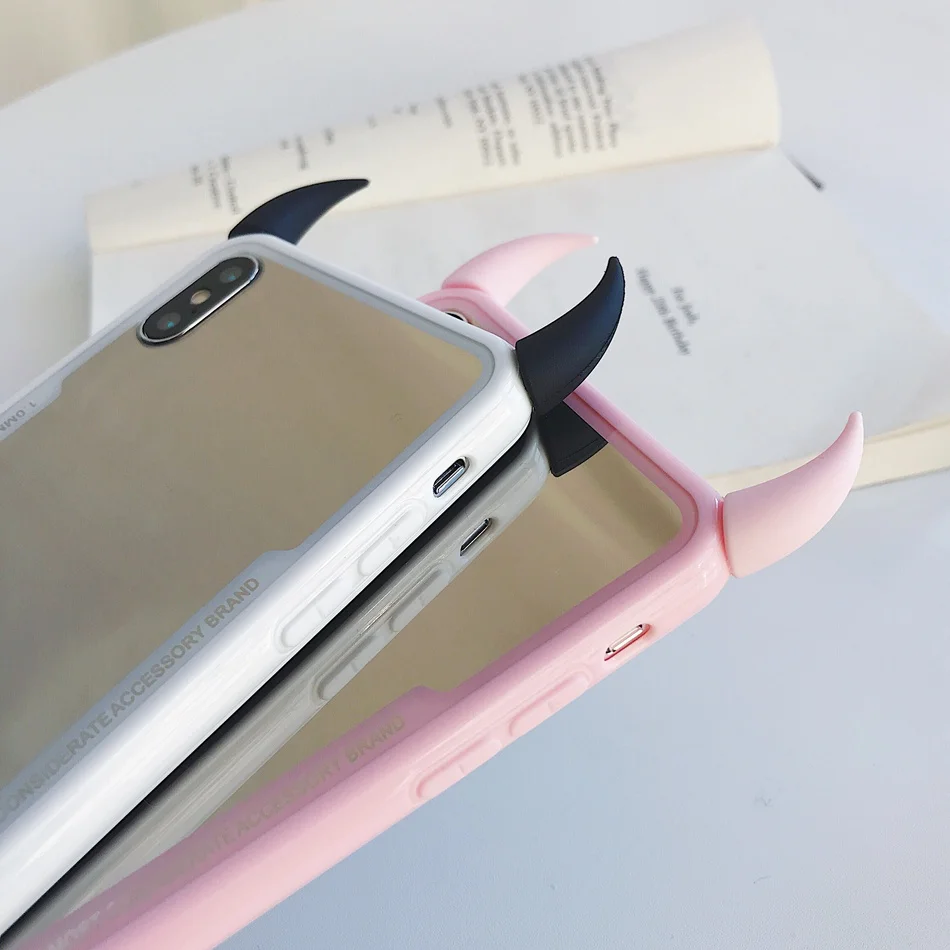 Роскошный зеркальный чехол для телефона Huawei P30 Lite P20 Pro милый с объемными рожками