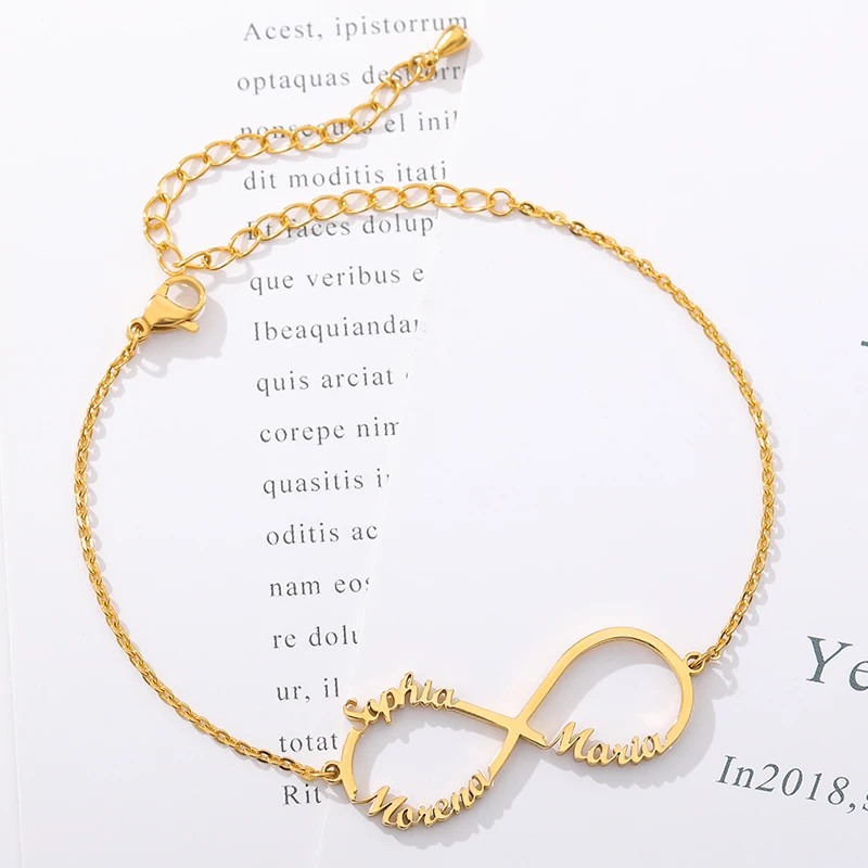 Customized Infinity Name Bracelet Silver Gold Chain Stainless Steel Custom Couple Jewelry For Women Men Personalized Nameplate B | Украшения
