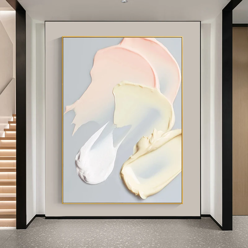 

Hand Painted Oil Painting on Canvas 3D Abstract Pink Bedroom Living Room Office Home Decor Artwork Wall Hanging Art No Framed