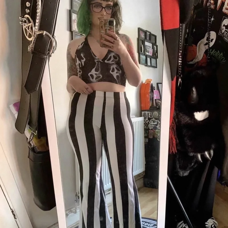 Skull Tank Tops cute Sexy TopsGothic Punk Dark Street aesthetic |