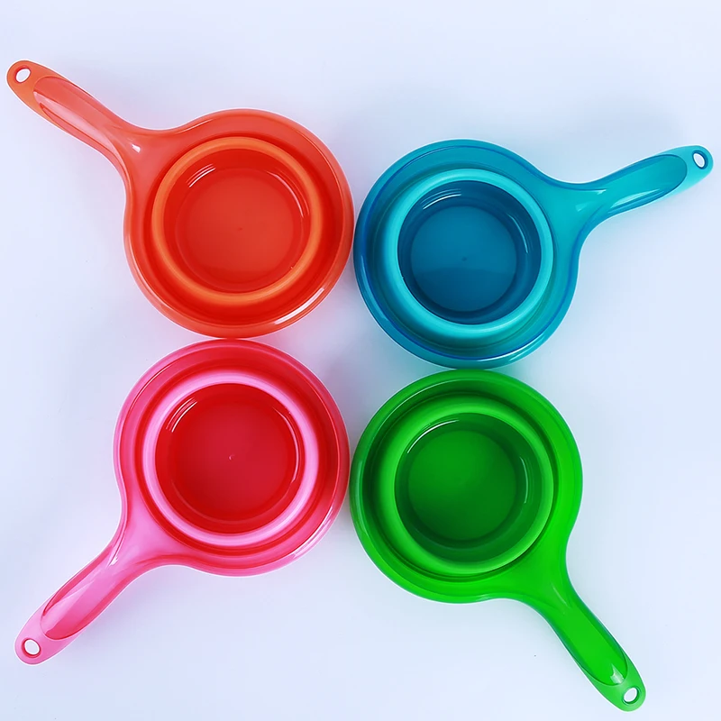 

Складная Силиконовая миска для кормления, многофункциональная Складная миска для измерения, контейнер для пищевых продуктов с зажимом, миска для воды