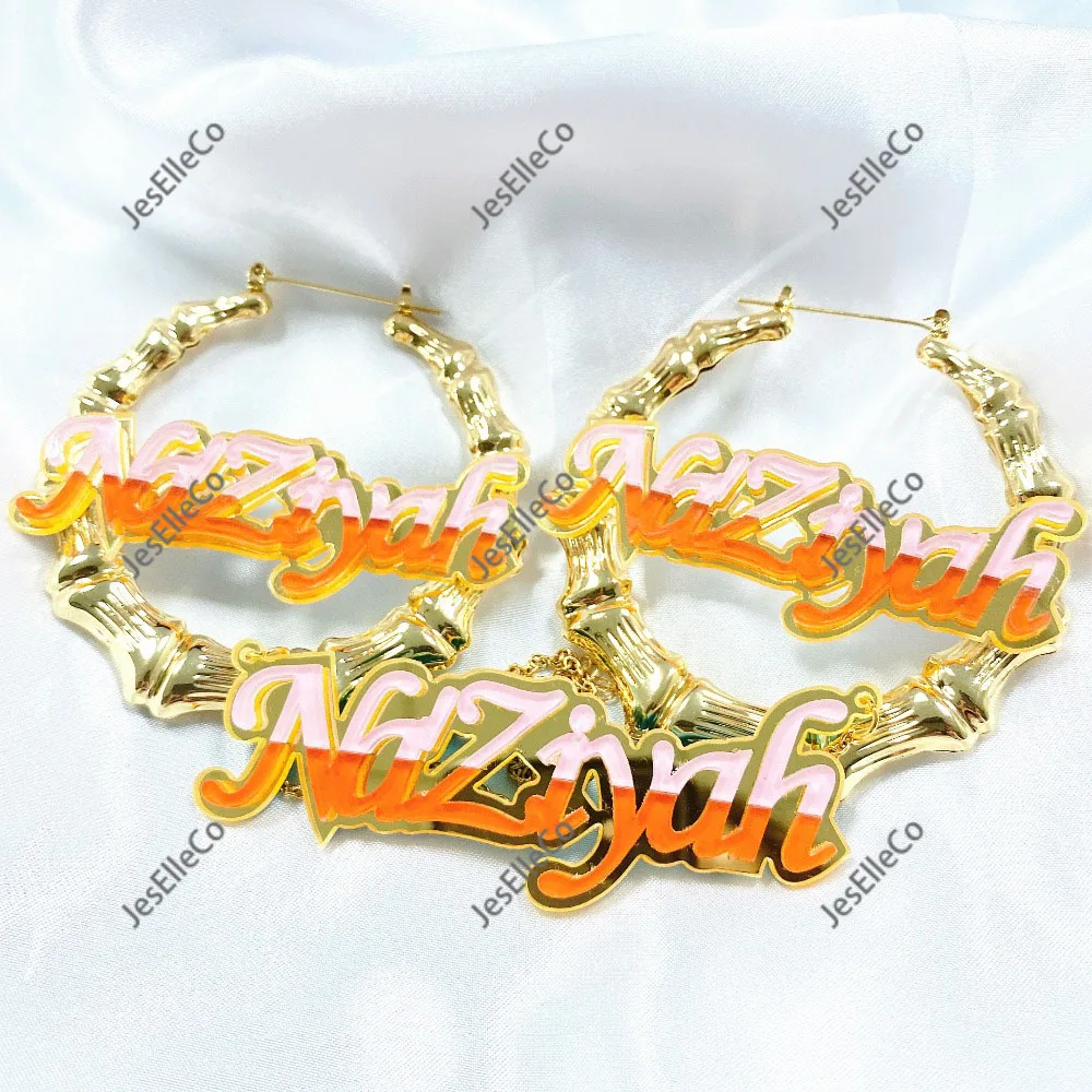 Золотой пользовательское имя серьги модные ювелирные изделия полые письмо по