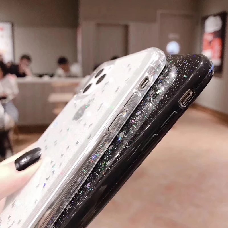 Блестящий чехол для iPhone 12 11 Pro Max 6 6s 8 7 Plus XR X XS SE 2020 блестящий мягкий прозрачный