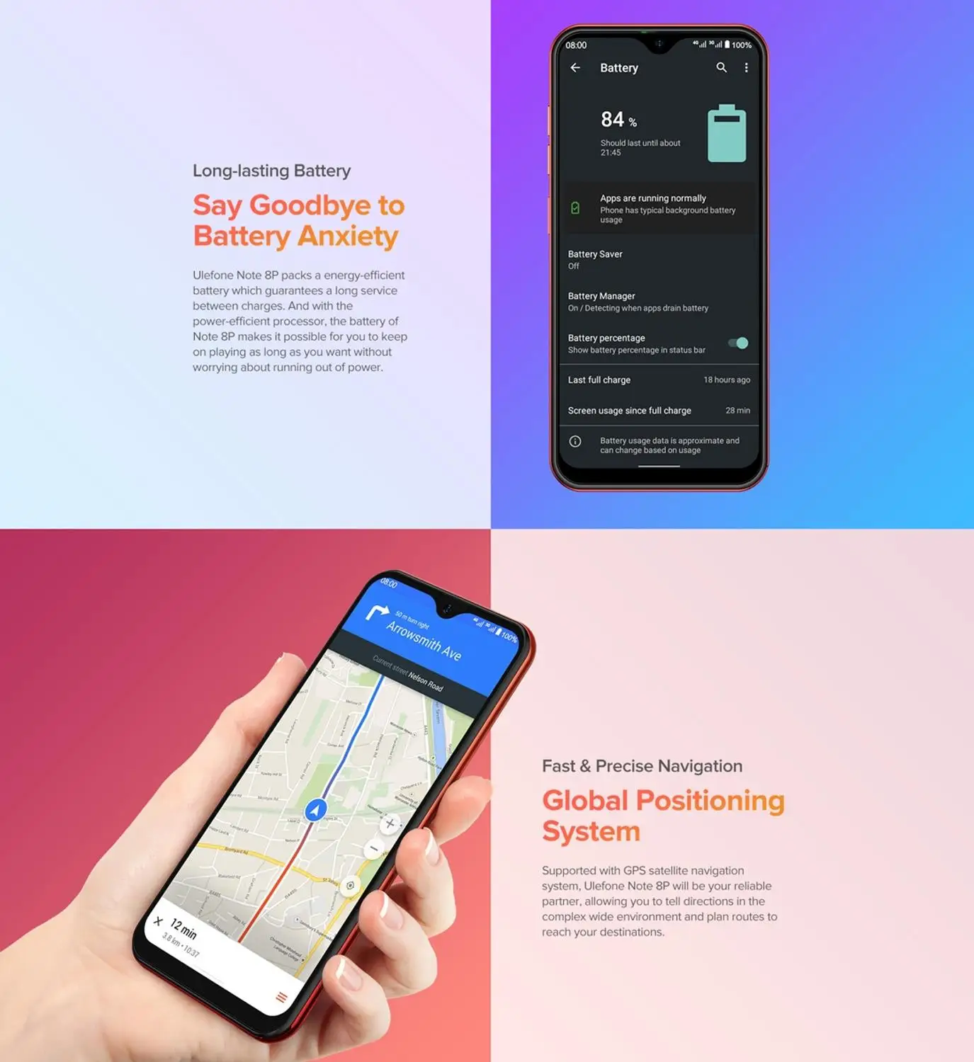 Ulefone Note 8P Smartphone Android 10 Go 4G Celular Phone Waterdrop Screen Quad Core 2GB+16GB 5.5-inch Face Unlocked Cellphones | Мобильные