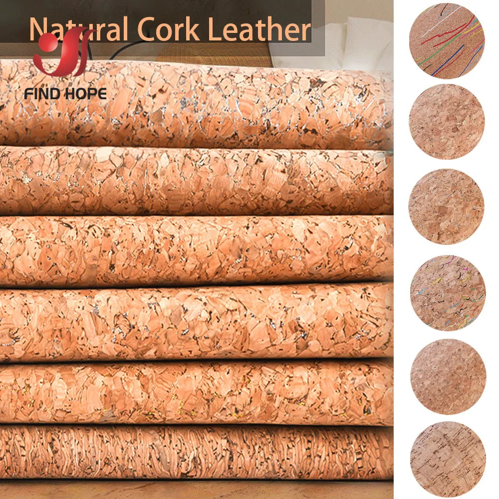 1 Roll 20*120cm Natural Cork Leather Sewing Fabric Wood Grain Material for Background Handmade Bag Bow Decor Crafts DIY