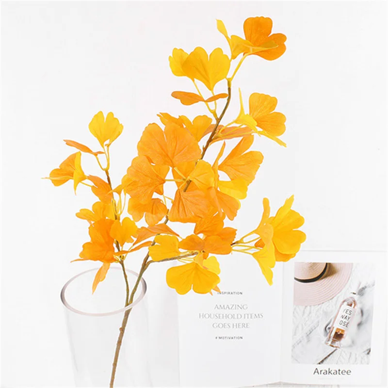 

Artificial Plant,Single Branch 90cm Yellow,ginkgo Leaves,New Year Home Decoration,wedding Background Dress Up Flower Arrangement