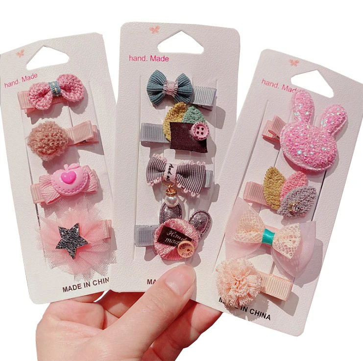 

1 комплект, новые детские заколки с милыми цветами и бантом, заколки для волос для девочек, милые розовые заколки для волос со звездами, Детск...