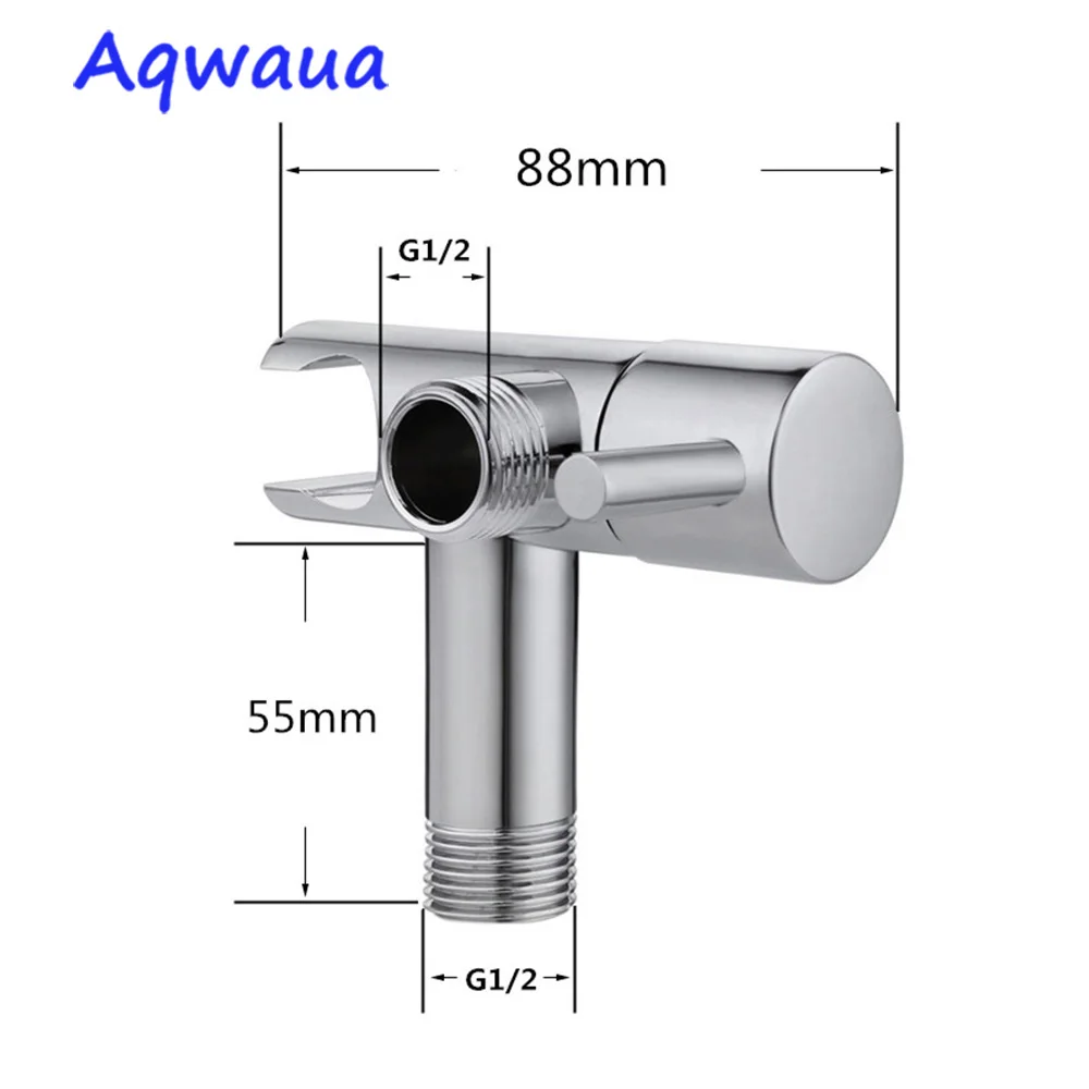 aqwaua faucet angle valve with holder water stop valve switch for shower water control bathroom accessories chrome plated free global shipping