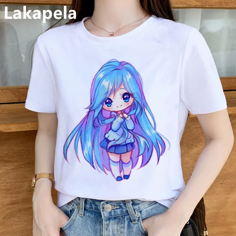 Аниме смешная модная женская футболка Kawayi на день рождения Chibi базовая белая с