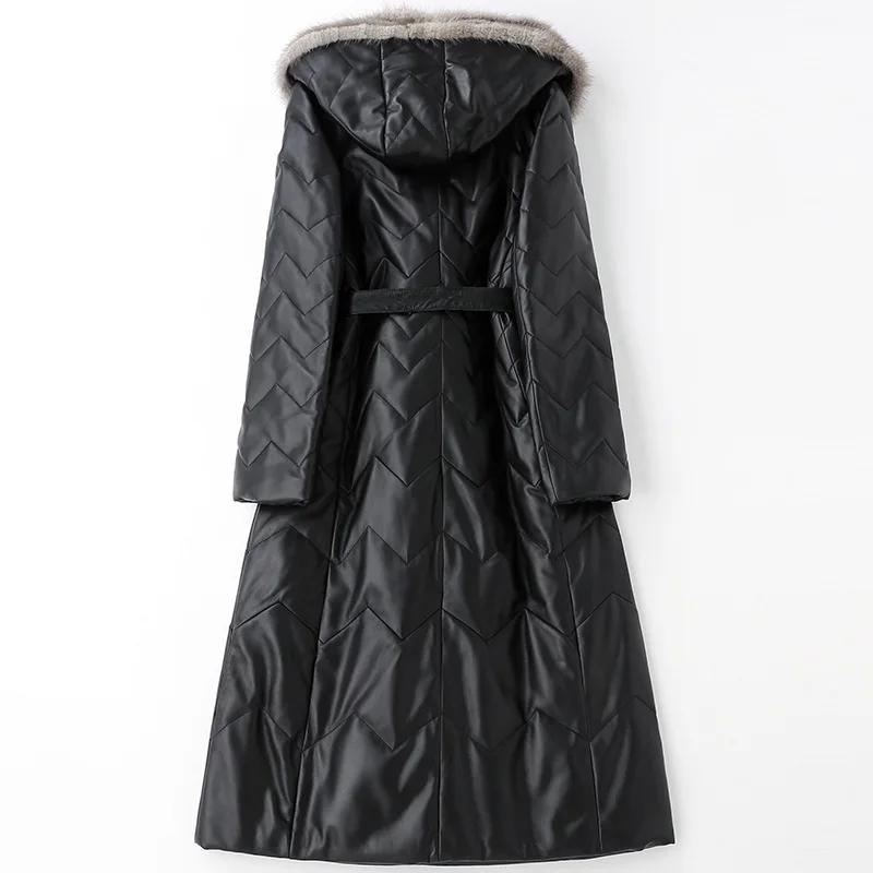 Куртка из натуральной кожи с воротником натурального меха норки пальто овечьей