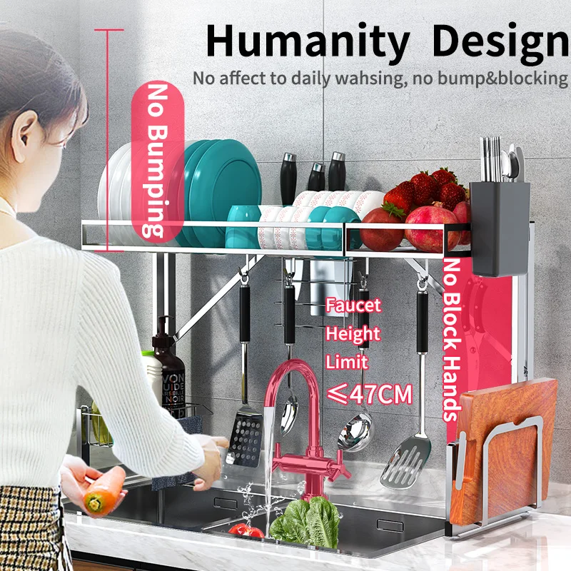 Кухонная полка из нержавеющей стали для сушки посуды бытовой Органайзер