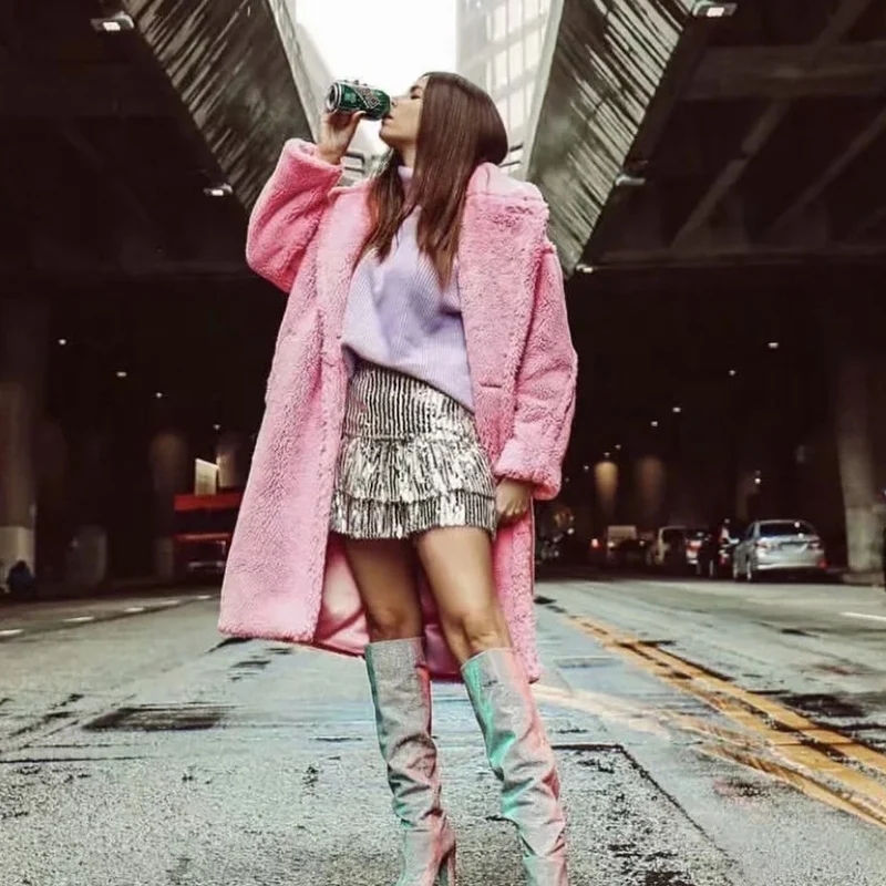 

Женское зимнее пальто UNIQYB ZA, плотное теплое шерстяное пальто на пуговицах с длинным рукавом, однотонная модная шикарная верхняя одежда для ...