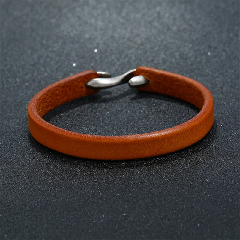 Античный простой мужской браслет из натуральной кожи 3 цвета кожаный для мужчин