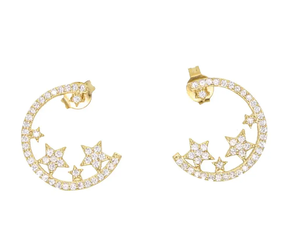 all white cz Золотое наполнение Рождественский подарок звезда кластер cz серьги для женщин Девушка геометрические тонкие серьги ювелирные изделия - Окраска металла: all white cz