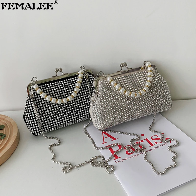 

Корейские блестящие женские сумочки с заклепками, роскошные дизайнерские сумки через плечо с жемчужной ручкой, модные женские сумки через ...