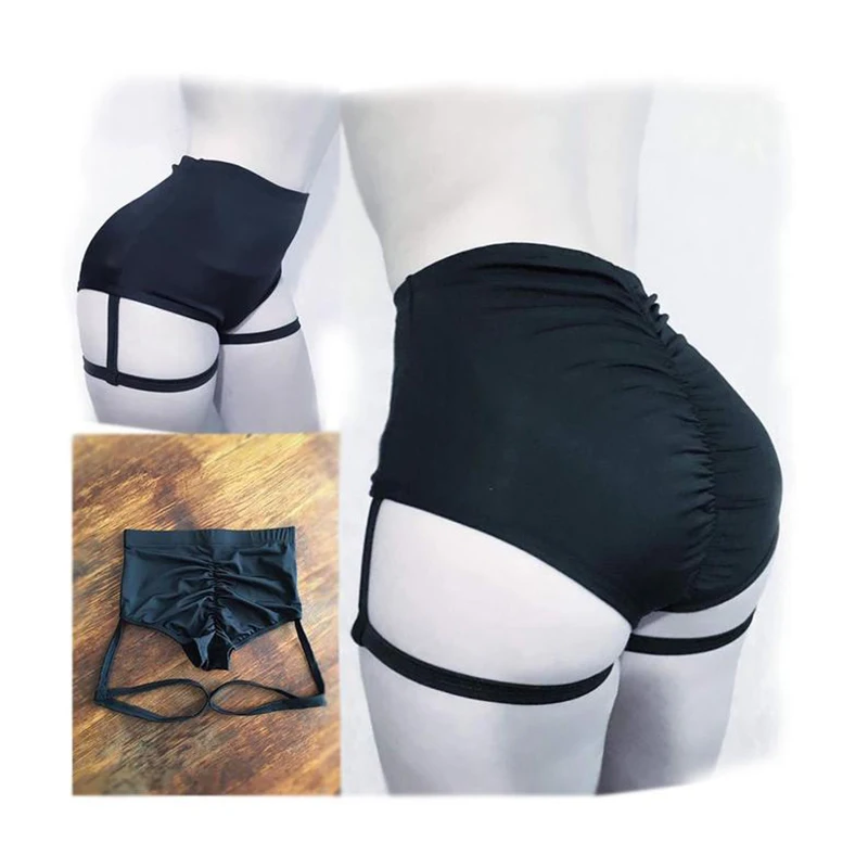

Fashion Plus Size Sexy Goth Shorts with Garter Leg Ring Club Slimming Shorts Pole Dancing Bandage Tight Short Harajuku Shorts