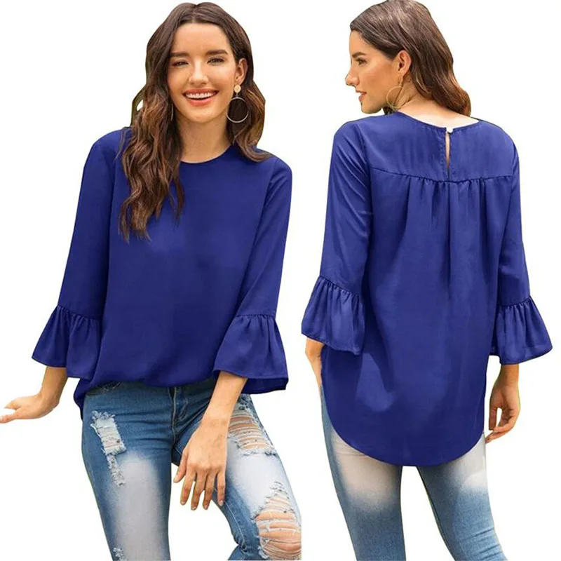 Новинка 2020 модная повседневная Однотонная футболка с круглым вырезом и