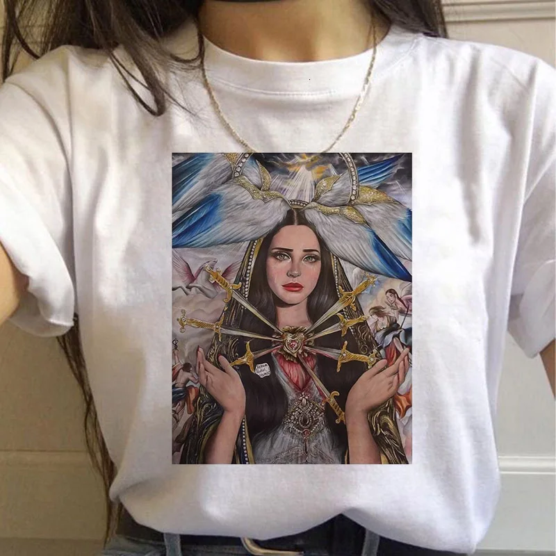 

Lana Del Rey Graphic Print Women's T-shirt for summer Harajuku fashion Street couple white O neck Short sleeve T-shirt Clothes