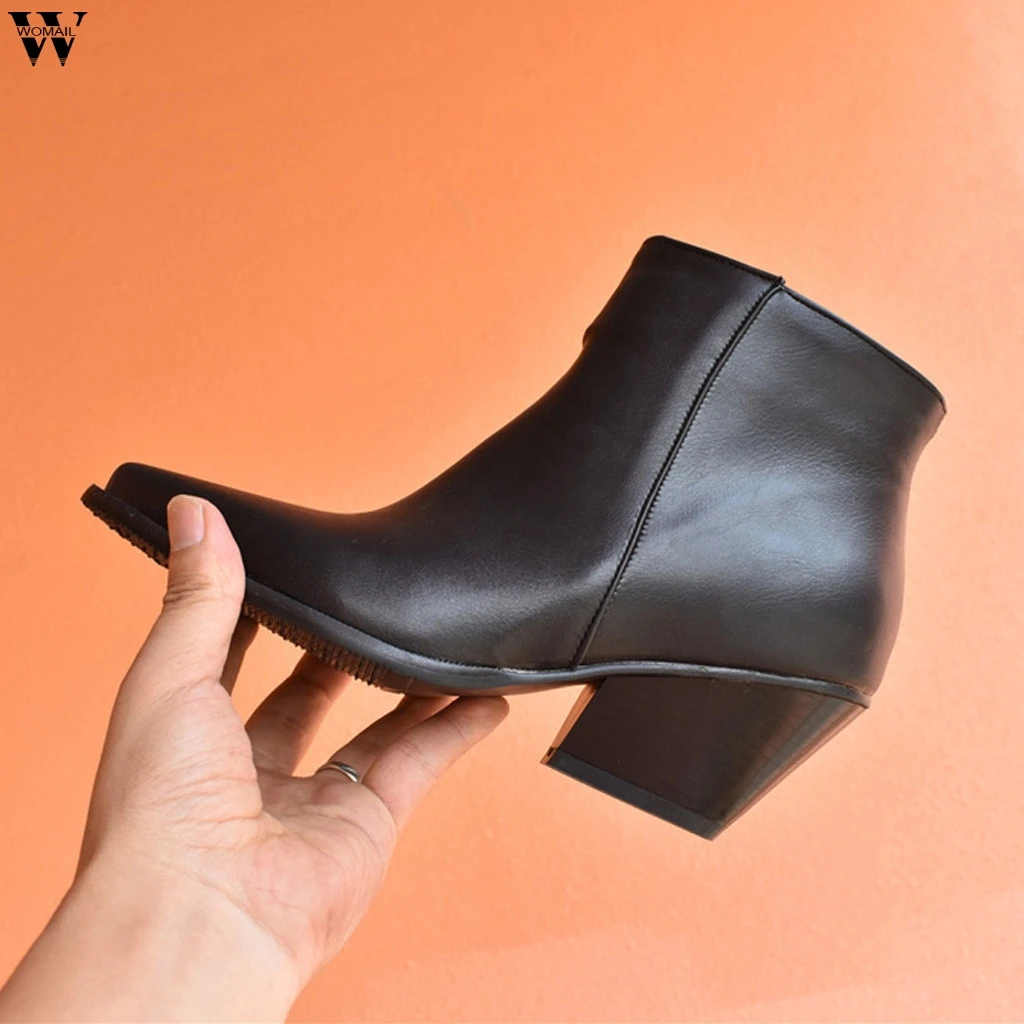 Новые осенние женские ботинки Женская обувь на квадратном каблуке без шнуровки