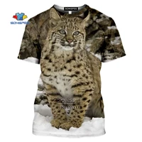 sonspee funny animals eurasian lynx mens t shirt 3d print big cat wildlife snow forest tshirt summer casual harajuku shirt tee
