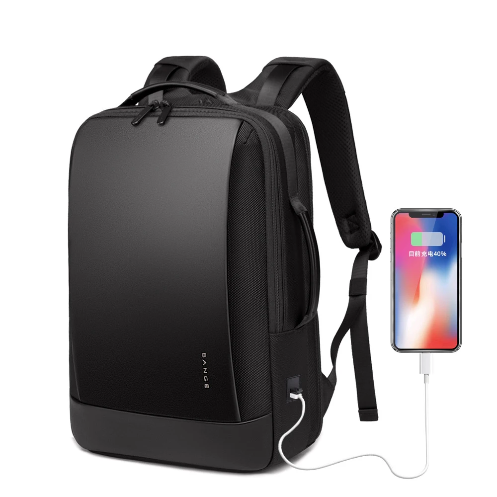BANGE Waterproof Backpack with Charging 15.6 Inch Laptop Backpacks Men Business Anti-Theft Travel Mochila Black School Bag
