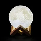 Аккумуляторная лампа в виде Луны с 3D принтом, светодиодный ночник, креативный светсветильник льник в виде Луны с сенсорным переключателем для спальни, украшение, подарок на день рождения