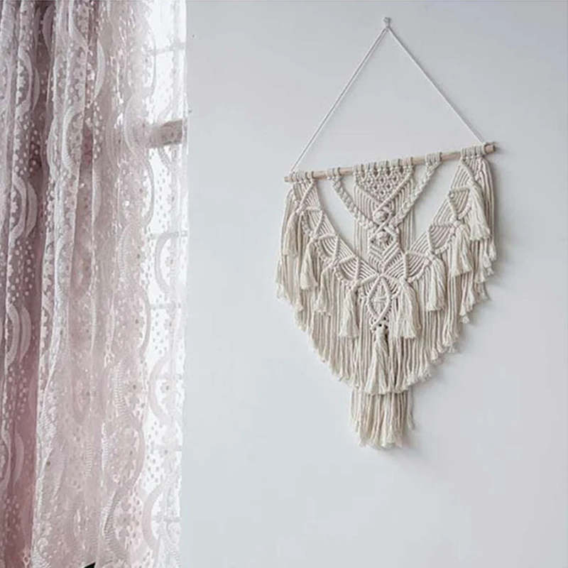 1pc Nordic hand-woven cotton rope tassel tapestry homestay living room bedside decoration wall hanging ornaments