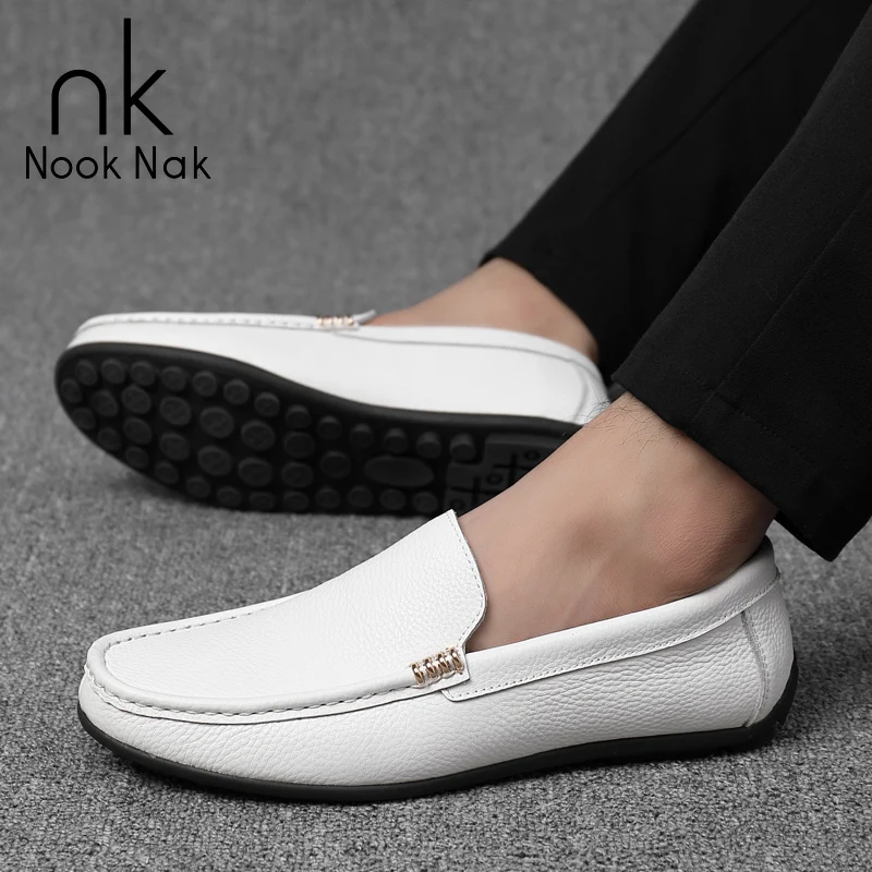 

NOOKNAK Men's Casual Shoes, Men's Genuine Leather Casual Shoes, wear-resisting, Size 38-45, Comfortable Slip-on Shoes