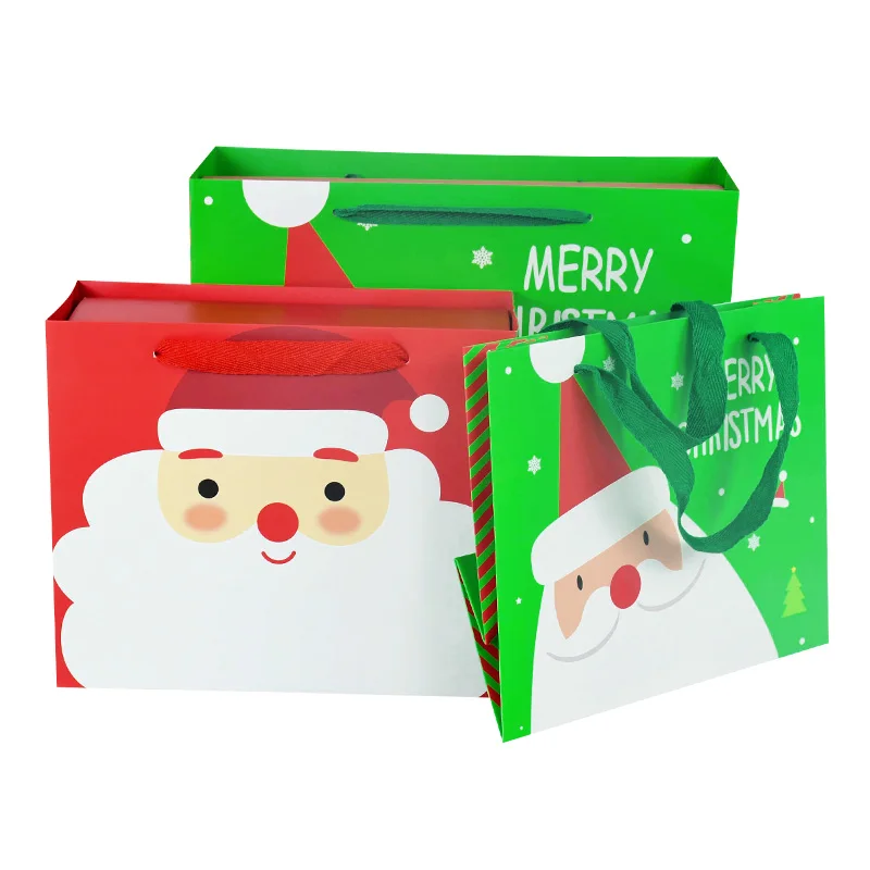 

Merry Christmas Paper Packaging Candy Box Santa Claus Favor Gift Bag Navidad Natal New Year Cake Chocolate Cookie Apple Packing